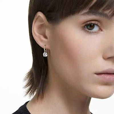 Stilla drop earrings, Round cut, White