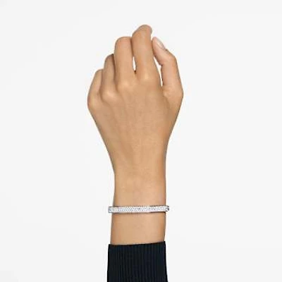 Dextera bangle, Octagon shape, White, Rhodium plated by SWAROVSKI
