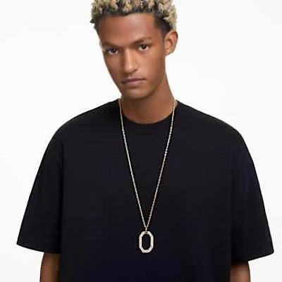 Dextera pendant, Octagon shape, Medium, White, Gold-tone plated by SWAROVSKI