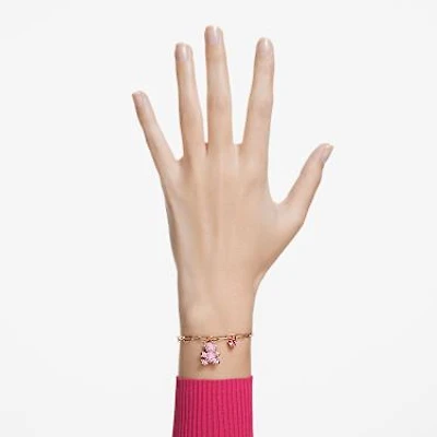Teddy bracelet, Bear, Pink, Rose gold-tone plated by SWAROVSKI