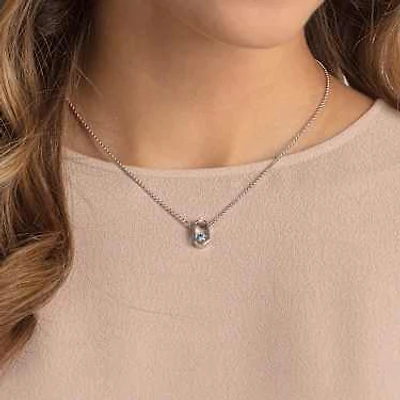 Una necklace, Round cut, Oval shape, Blue, Rhodium plated by SWAROVSKI