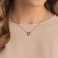 Una necklace, Round cut, Oval shape, Blue, Rhodium plated by SWAROVSKI