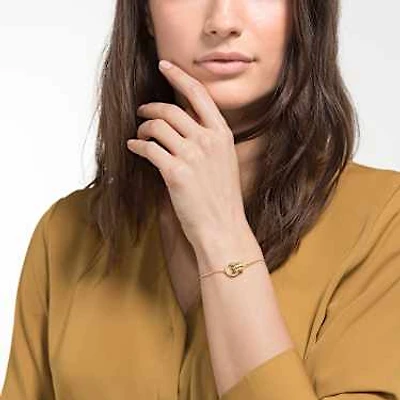 Further bracelet, Interlocking loop, White, Gold-tone plated by SWAROVSKI