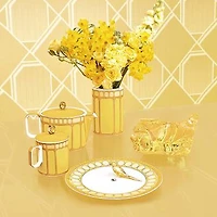 Signum dinner plate, Porcelain, Yellow by SWAROVSKI