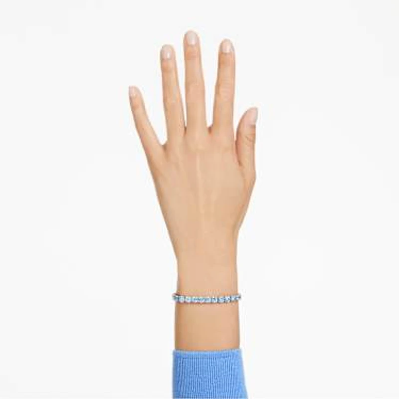 Matrix Tennis bracelet, Round cut, Blue, Rhodium plated by SWAROVSKI