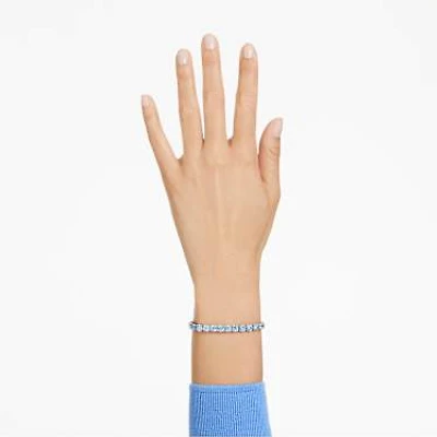 Matrix Tennis bracelet, Round cut, Blue, Rhodium plated by SWAROVSKI