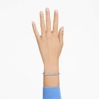Matrix Tennis bracelet, Round cut, Blue, Rhodium plated by SWAROVSKI