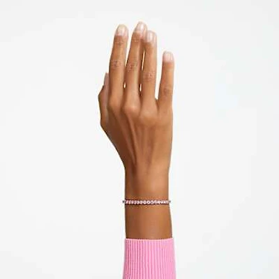 Matrix Tennis bracelet, Round cut, Pink, Rhodium plated by SWAROVSKI