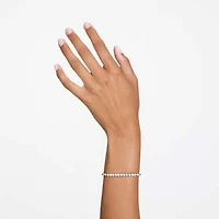 Matrix Tennis bracelet, Round cut, White, Rhodium plated by SWAROVSKI