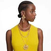 Idyllia pendant, Flower, Large, Yellow, Gold-tone plated by SWAROVSKI