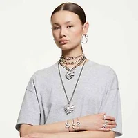 Volta bracelet, Heart, White, Rhodium plated by SWAROVSKI