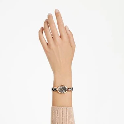 Crystal Rock oval watch, Swiss Made, Crystal bracelet, Grey