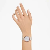 Crystalline wonder watch, Swiss Made, Leather strap, Beige, Rose gold-tone finish by SWAROVSKI