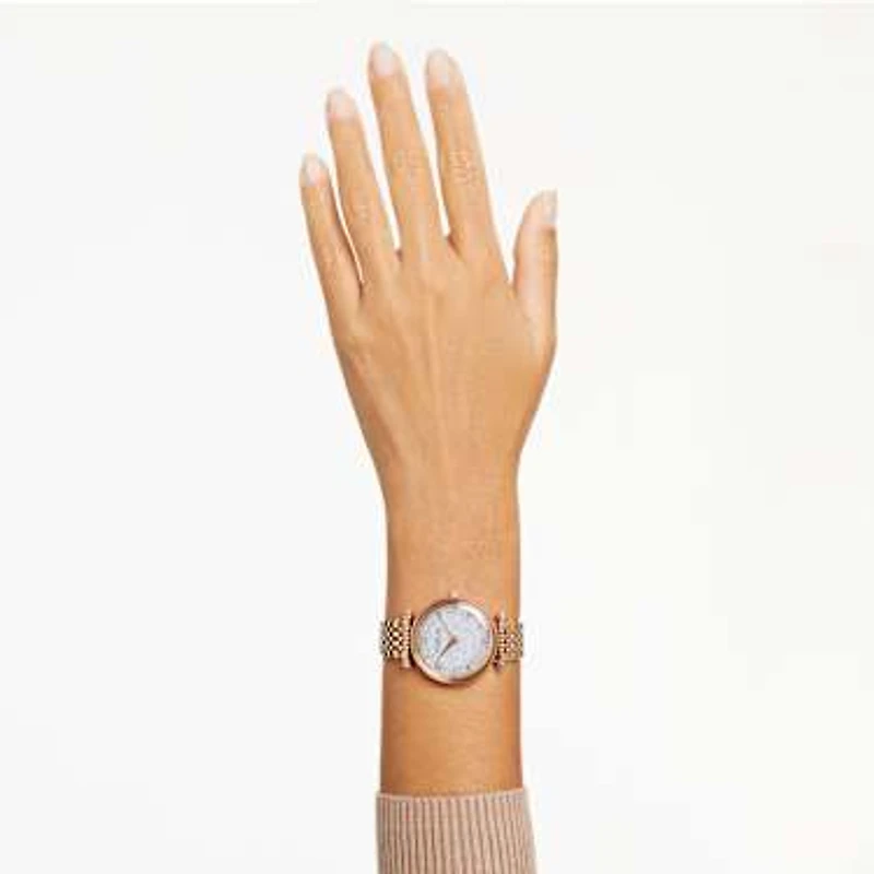 Crystalline wonder watch, Swiss Made, Metal bracelet, Rose gold tone, Rose gold-tone finish by SWAROVSKI