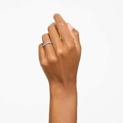 Matrix ring, Round cut, Blue, Rhodium plated by SWAROVSKI