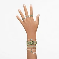 Matrix Tennis bracelet, Round cut, Green, Gold-tone plated by SWAROVSKI