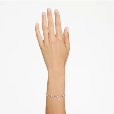 Mesmera bracelet, Mixed cuts, Scattered design, White, Rhodium plated by SWAROVSKI