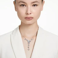Idyllia Lilia Y necklace, Butterfly, Blue, Rhodium plated by SWAROVSKI