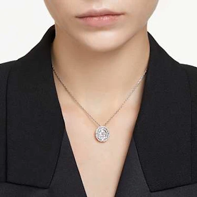 Mesmera pendant, Octagon cut, Small, White, Rhodium plated by SWAROVSKI