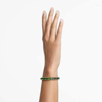 Millenia bracelet, Octagon cut, Color gradient, Green, Gold-tone plated by SWAROVSKI