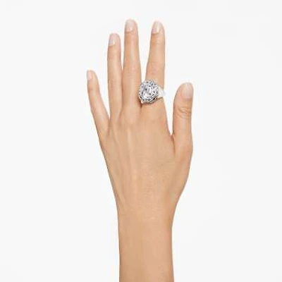 Mesmera cocktail ring, Octagon cut, White, Rhodium plated by SWAROVSKI
