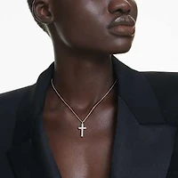 Insigne pendant, Pavé, Cross, White, Rhodium plated by SWAROVSKI
