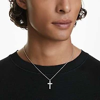 Insigne pendant, Pavé, Cross, White, Rhodium plated by SWAROVSKI