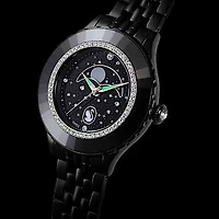 Octea moon watch, Swiss Made, Moon, Metal bracelet, Black, Black finish by SWAROVSKI
