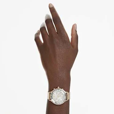 Nova chrono watch, Swiss Made, Metal bracelet, Gold tone, Champagne gold-tone finish by SWAROVSKI