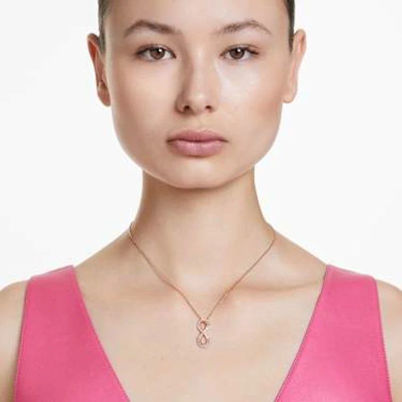 Hyperbola pendant, Infinity, White, Rose gold-tone plated by SWAROVSKI