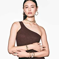 Numina earring jackets, Mixed cuts, White, Gold-tone plated by SWAROVSKI