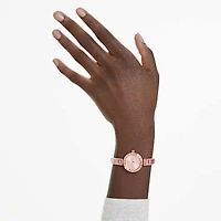 Matrix bangle watch, Swiss Made, Crystal bracelet, Pink, Rose gold-tone finish by SWAROVSKI