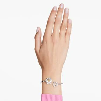 Idyllia bangle, Flower, Yellow, Rhodium plated by SWAROVSKI