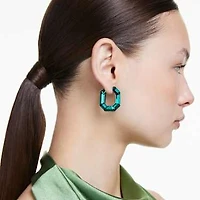 Lucent hoop earrings, Octagon shape, Small, Green by SWAROVSKI