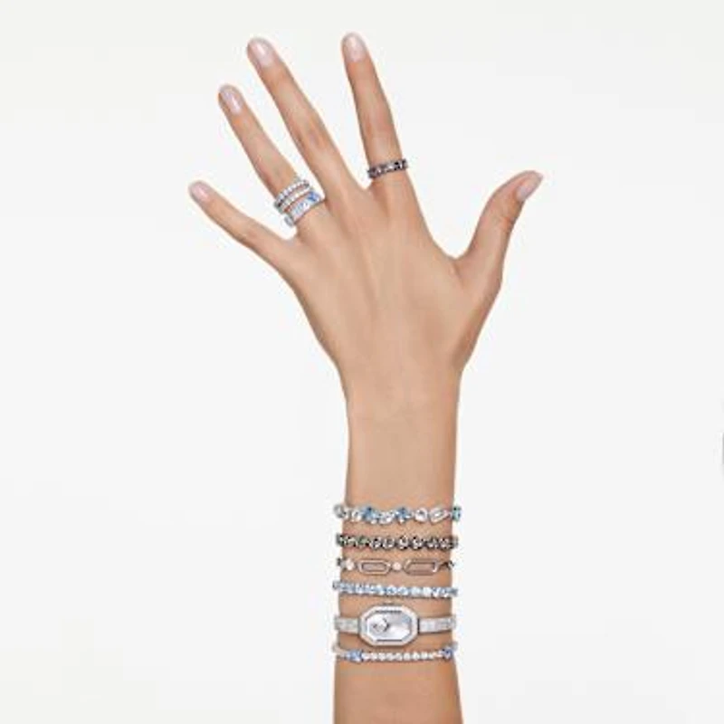 Imber Tennis bracelet, Round cut, Black, Ruthenium plated by SWAROVSKI