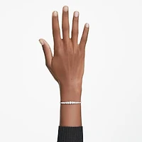 Matrix Tennis bracelet, Gradient of round cuts, White, Rhodium plated by SWAROVSKI
