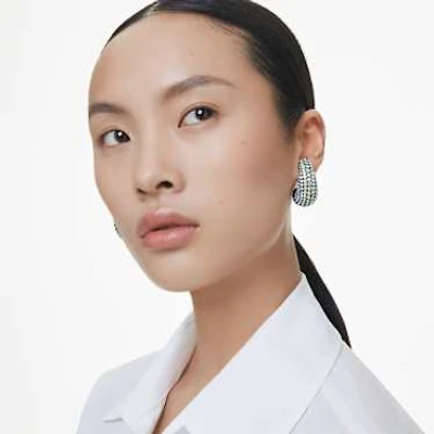 Sublima clip earrings, Round cut, Medium, Multicoloured, Ruthenium plated by SWAROVSKI