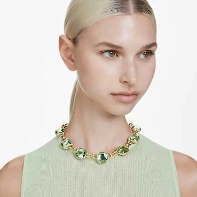 Chroma Tennis necklace, Cushion cut, Multicoloured, Gold-tone plated by SWAROVSKI