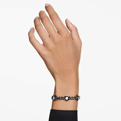 Numina bracelet, Round cut, Black, Ruthenium plated by SWAROVSKI