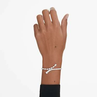Matrix bracelet, Mixed cuts, White, Rhodium plated by SWAROVSKI