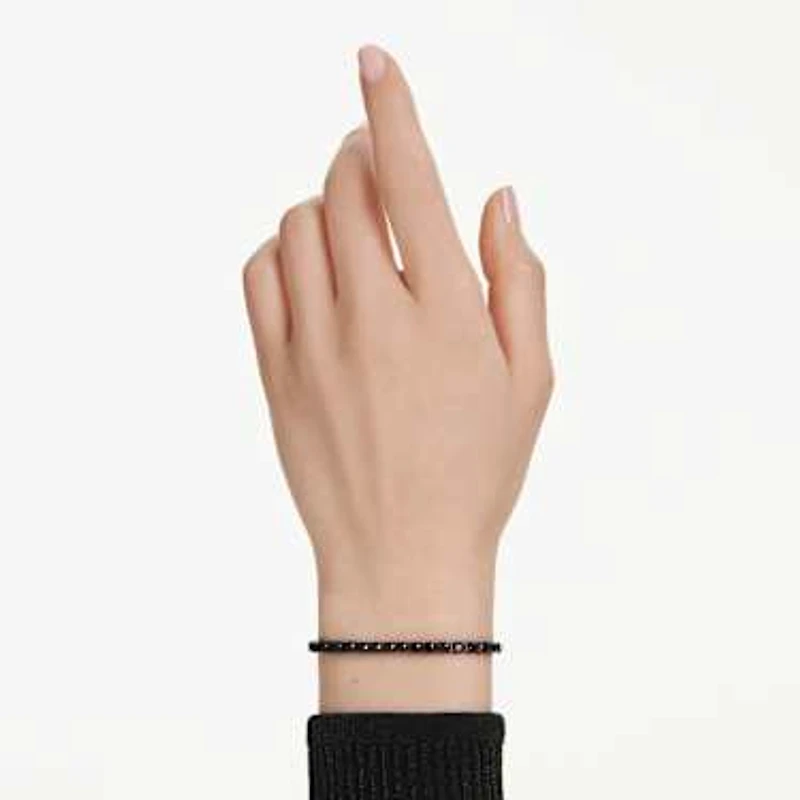 Matrix Tennis bracelet, Round cut, Black, Ruthenium plated by SWAROVSKI