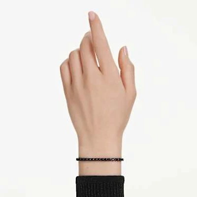 Matrix Tennis bracelet, Round cut, Black, Ruthenium plated by SWAROVSKI