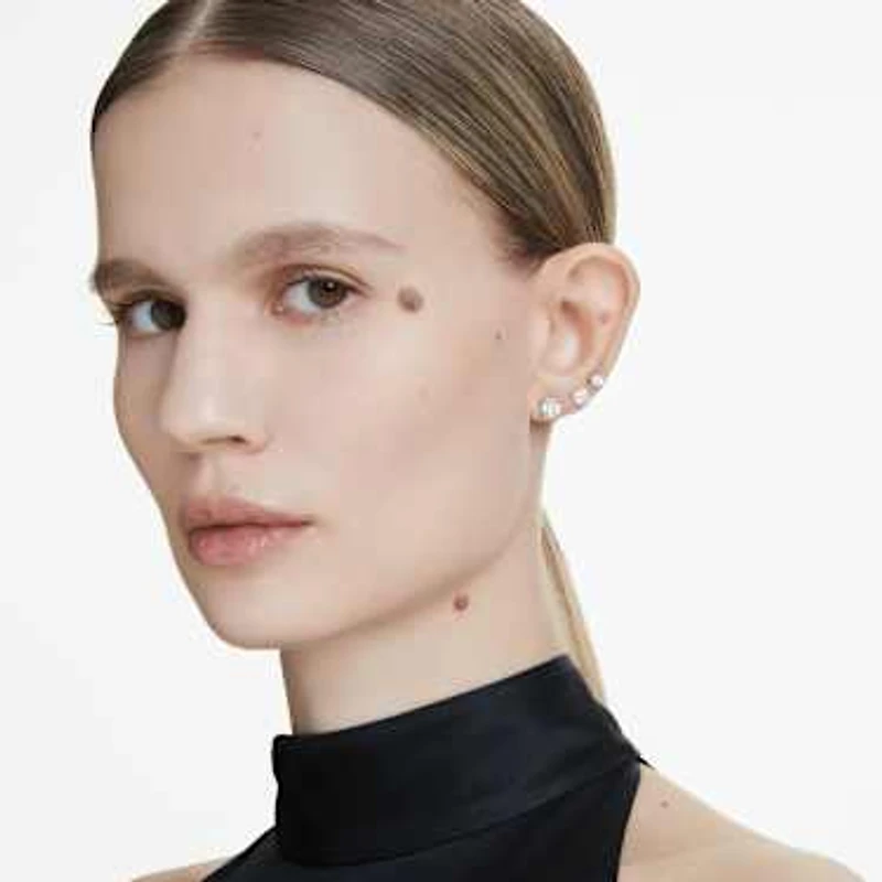 Eternity solitaire stud earrings, Lab-grown diamonds ct tw, Round shape