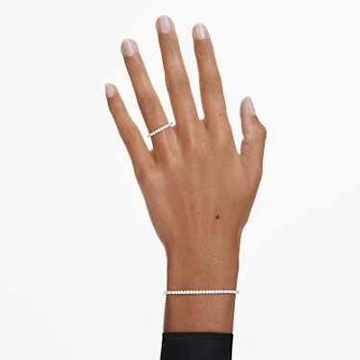 Eternity Tennis bracelet, Lab-grown diamonds 3 ct tw, Round shape, 14K white gold by SWAROVSKI