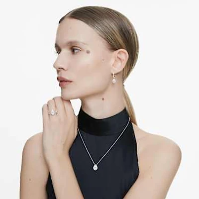 Eternity halo solitaire pendant, Lab-grown diamonds 1 ct tw, Pear shape, 14K white gold by SWAROVSKI