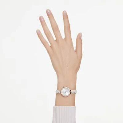 Matrix pearl bangle bangle watch, Swiss Made, Crystal bracelet, Rose gold-tone finish by SWAROVSKI