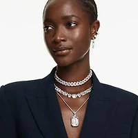 Millenia necklace, Octagon cut, White, Rhodium plated by SWAROVSKI