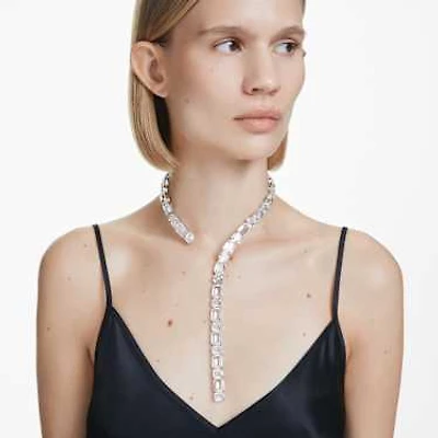 Millenia necklace, Octagon cut, White, Rhodium plated by SWAROVSKI
