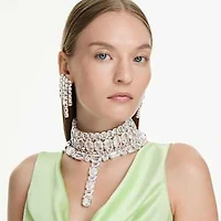 Millenia necklace, Mixed cuts, White, Rhodium plated by SWAROVSKI