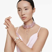 Matrix Tennis bracelet, Pear cut, Pink, Gold-tone plated by SWAROVSKI